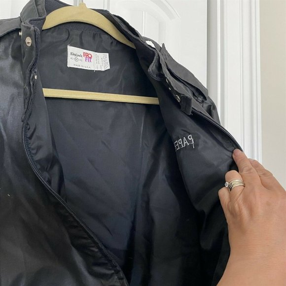 Vintage King Louie Bomber Jacket Paperworkers Spell Out Black Pro Fit M - Picture 6 of 8